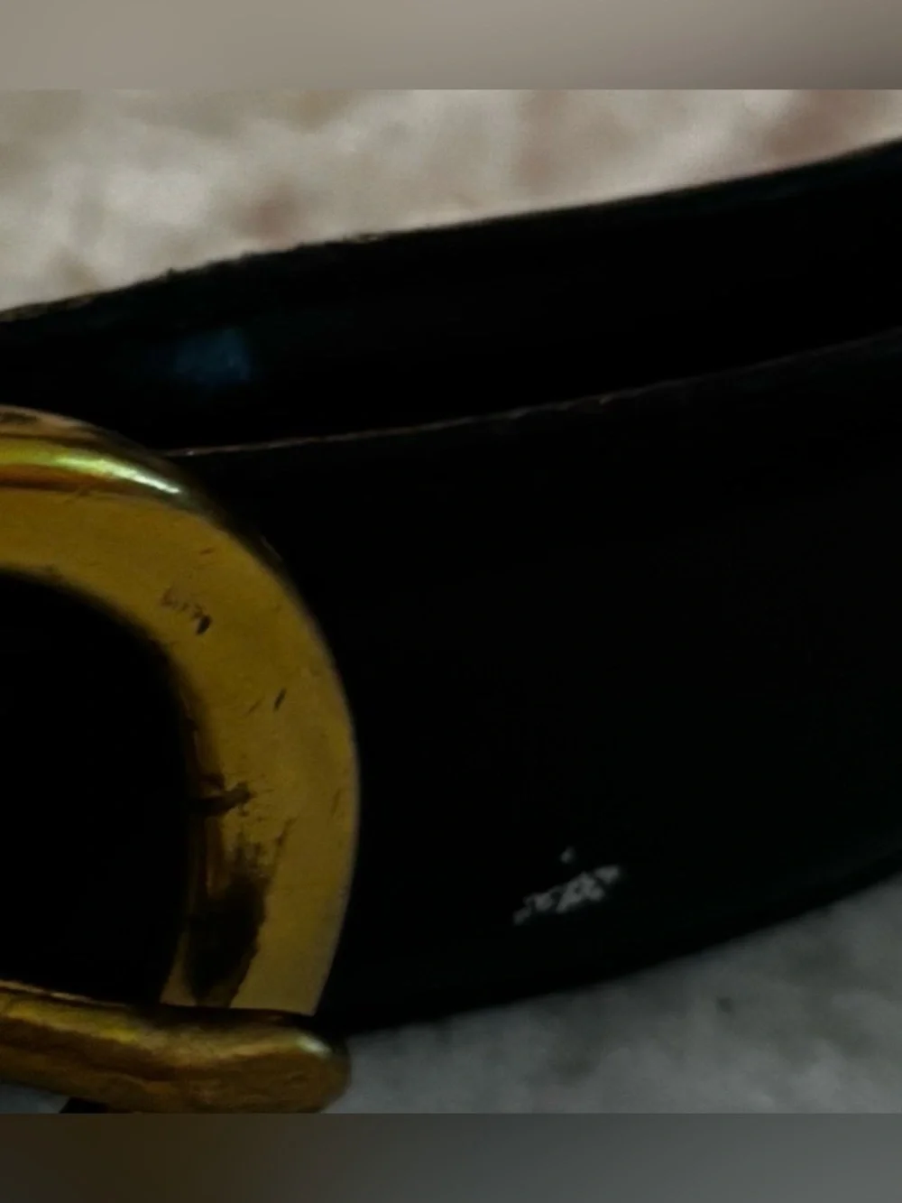 Vintage Coach Leather Belt Black Gold Tone Buckle Size 44 Made in Costa Rica